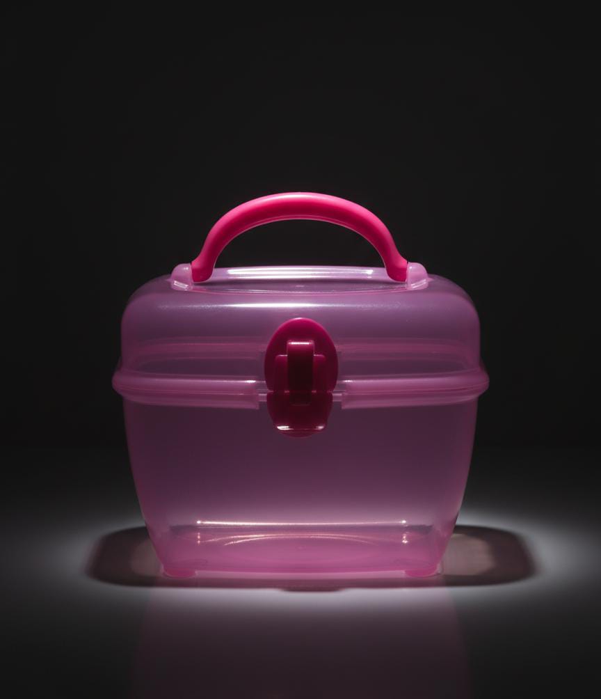Portable Pink Plastic Storage Caddy – Multipurpose Organizer with Handle