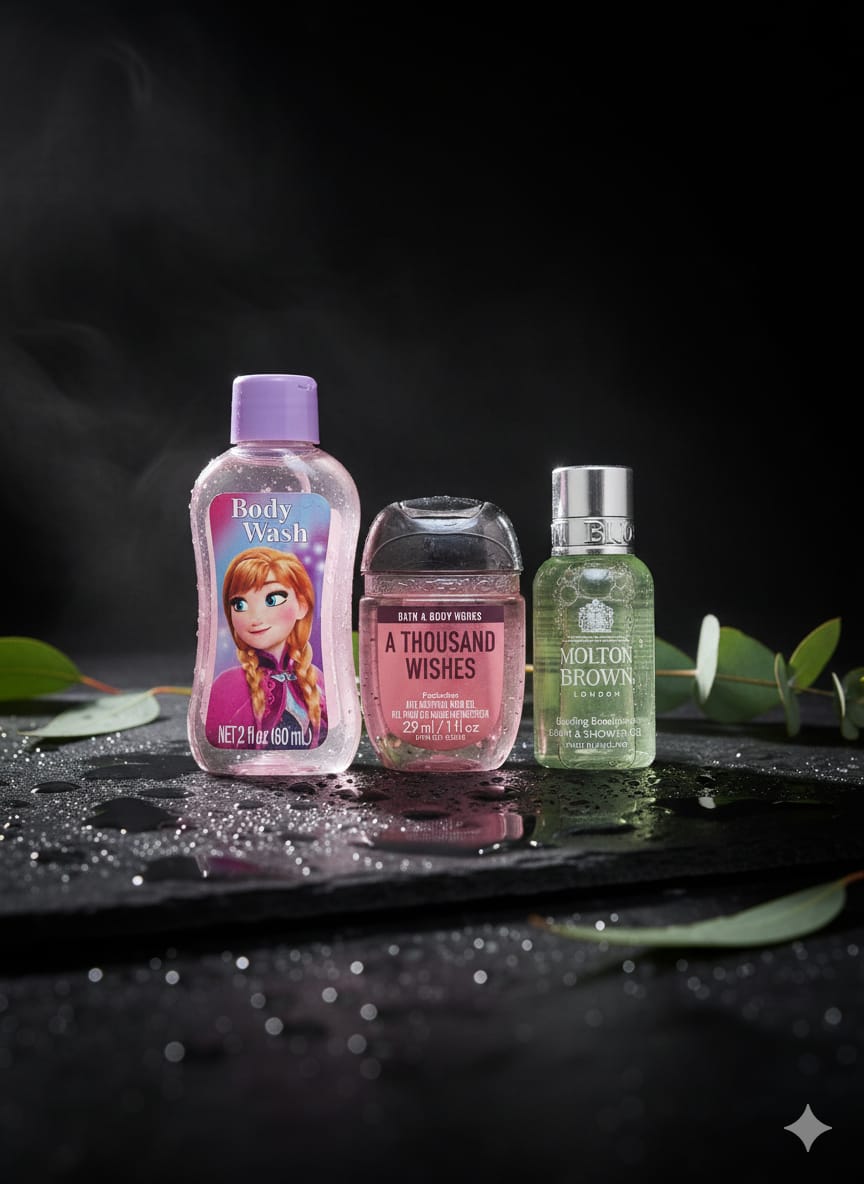 Mini Luxury Body Wash Set – A Thousand Wishes 29 ml + Molton Brown London 30 ml + 60 ml Travel Body Wash