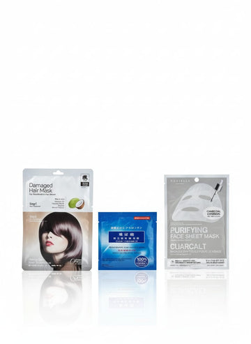 Hair & Skin Mask Bundle – Home Spa Hair Mask + Dr. Morita Hyaluronic Acid Mask + Danielle Purifying Face Sheet Mask
