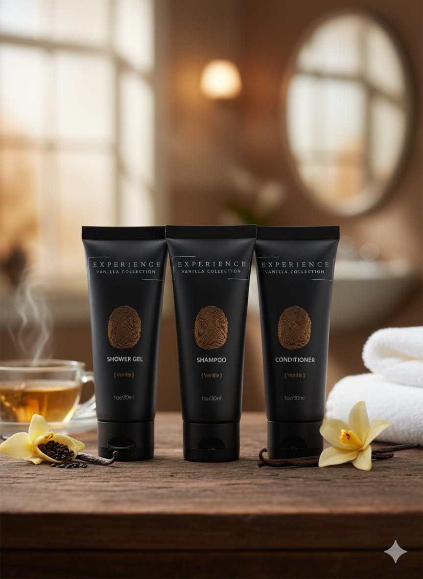 Vanilla Collection Mini Bath Set – 11‑Piece 30 ml (Shower Gel + Shampoo + Conditioner)