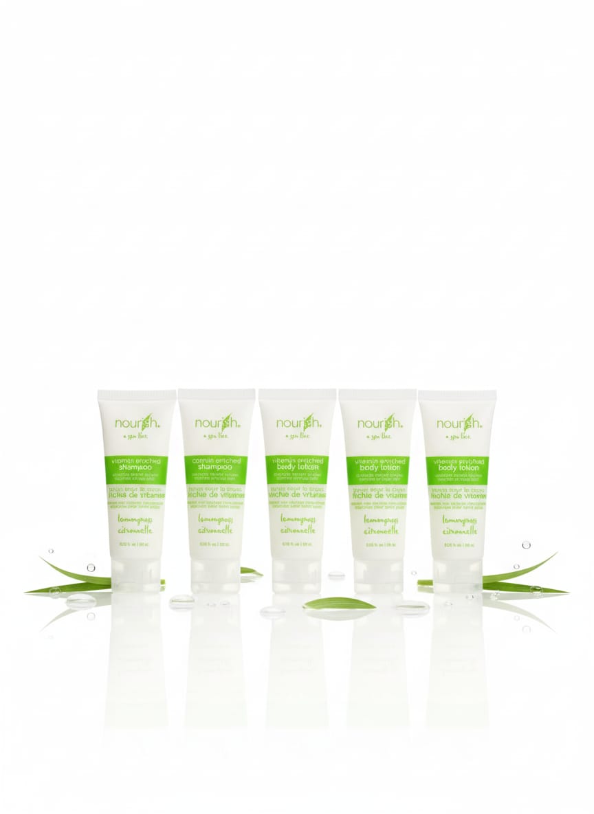 Nourish Spa Line Mini Set – 5-Piece Travel-Size (3 Shampoo + 2 Body Lotion, 22 ml each) (Copy)