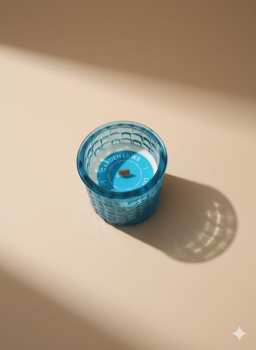 Garden Lilies Luxury Scented Candle – Blue Glass Jar (Copy)