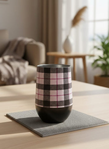 Branded Plaid Print Insulated Tumbler – Keep Drinks Hot or Cold